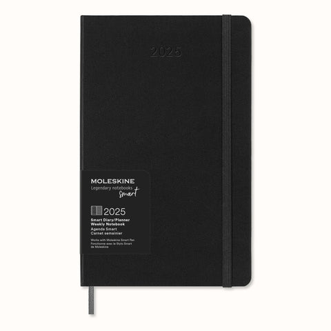 Moleskine 12 Month 2025 Smart Weekly Planner, Hard Cover, Large (5" x 8.25") Black - Compatible with Moleskine Pen+ (Sold Separately) & App