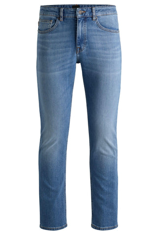 BOSS Mens Delaware BO Delaware Blue Slim-fit Jeans in Comfort-Stretch Denim