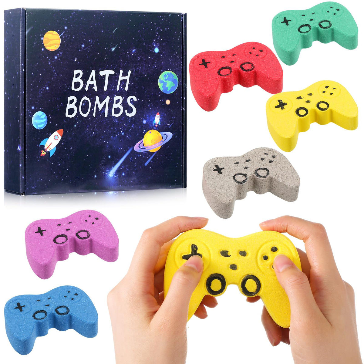 Loopeer 6 Pcs Christmas Gift Game Bath Bombs Gifts for Kids Bubble Handmade Aromatherapy Bath Organic Shower Bombs Gaming Bombs Essentials Birthday Gift for Boys Men Women Gamers Boyfriends