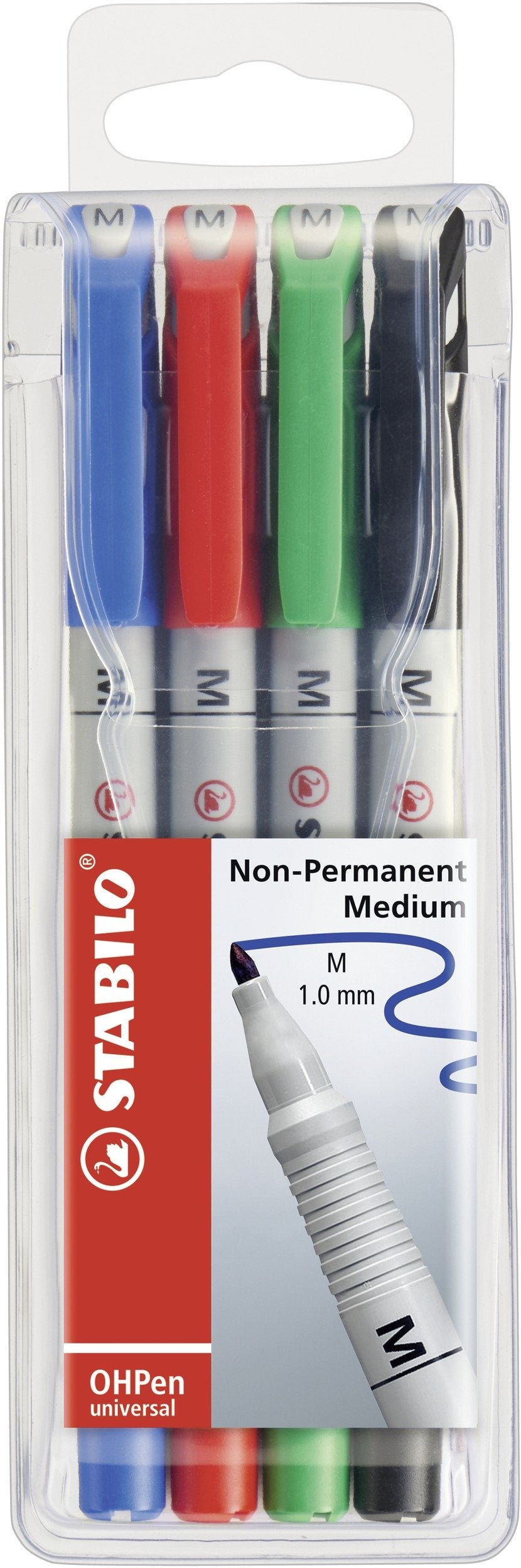 OHP Pen - STABILO OHP Pen Soluble - Medium - Wallet of 4 - Assorted Colours