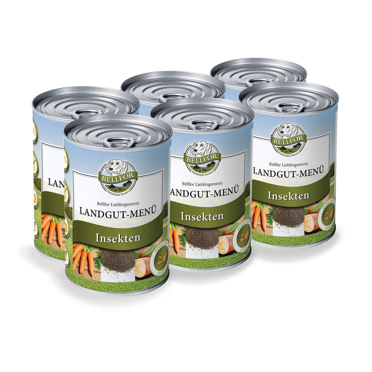 Bellfor Landgut-Menu Estate Menu Premium Quality Healthy Balanced Hypoallergenic High Protein Wet Dog Food with Fresh Insects Meat and Natural Ingredients Grain-Free 6x400 g