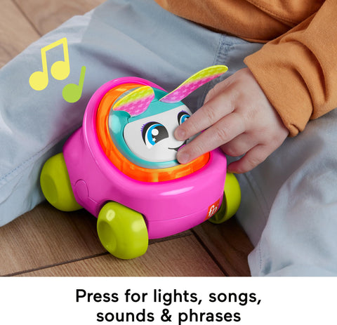 Fisher-Price DJ Buggy Baby Toy Car with Lights Music Sounds and Learning Songs for Crawling Play, Pink