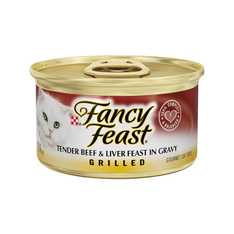 Fancy Feast Grilled Tender Beef & Liver Feast in Gravy Canned Cat Food 24-3oz Cans