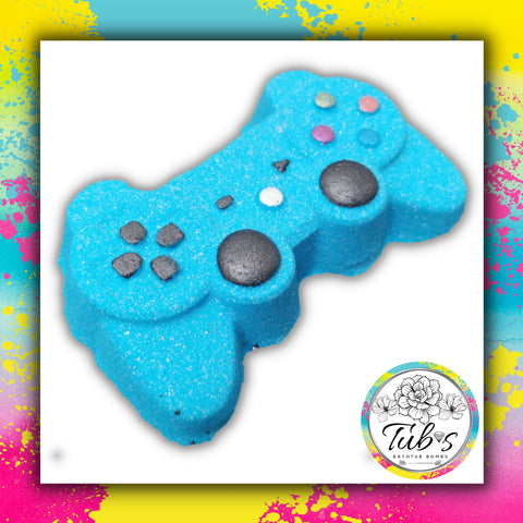 Blue Gamer Playstation PS4 PS5 Controller Bath Bomb Fun Fizz Foam Fizzer Gift Birthday Handmade in The UK by Tub's Bath Bombs