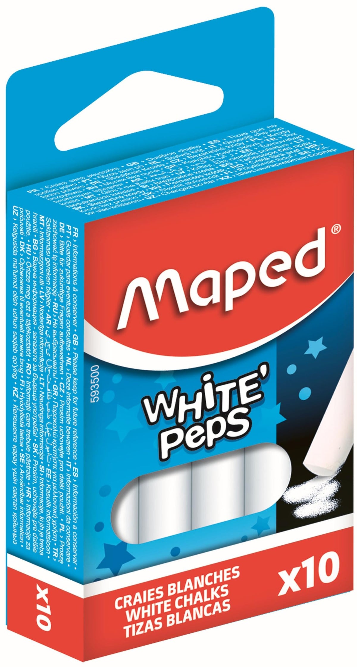 Maped M593500 - Chalk Peps, Pack of 10, Round, White