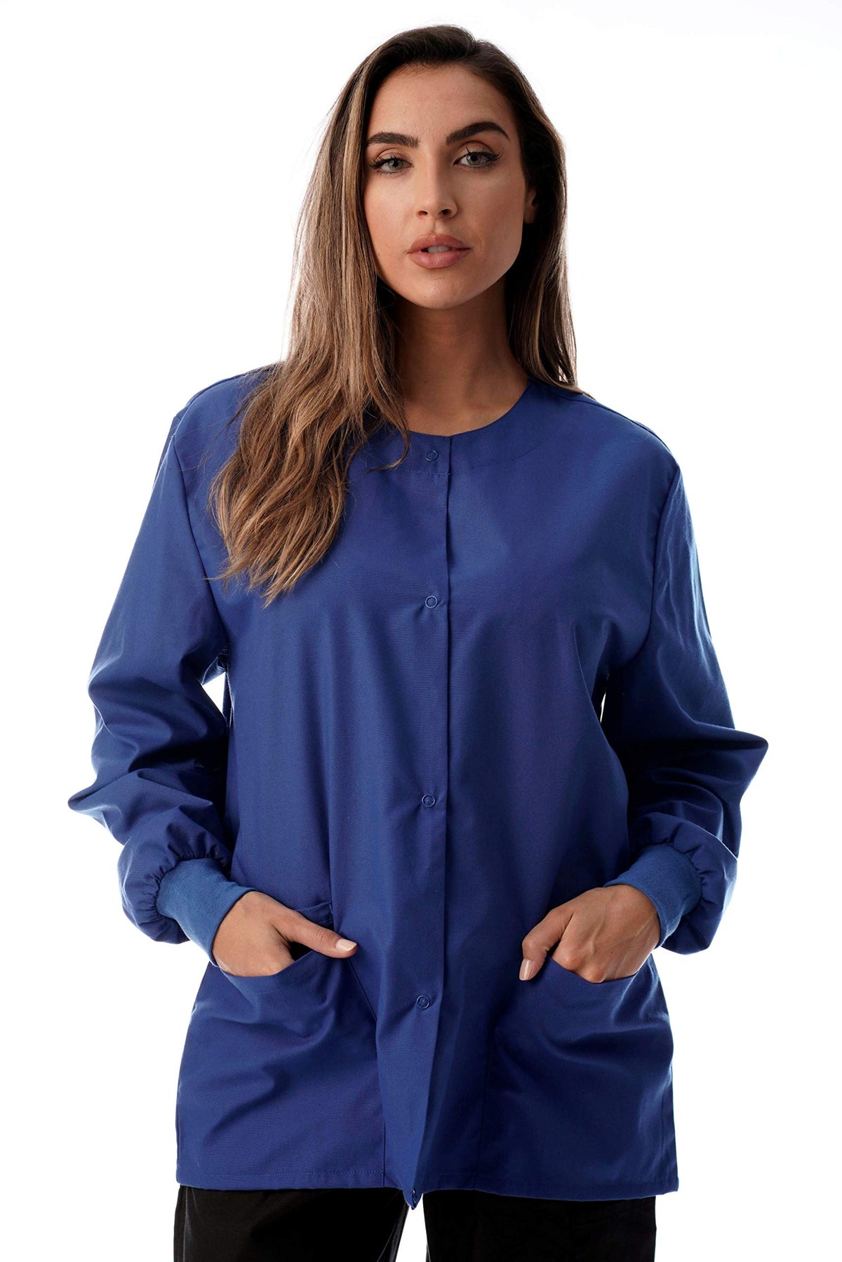 Just Love Womens Solid Medical Scrub Jacket,Royal Blue,2X