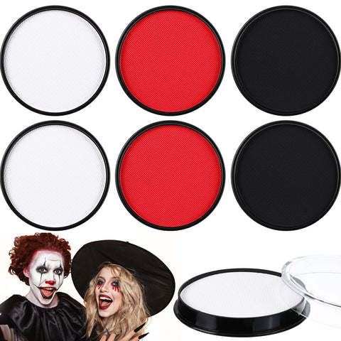 Dansib 6 Pcs Clown Makeup Kit Classic Red Face and Body Paint Washable Black Makeup Water Activated Pretend Costume and Dress up Makeup for Kids Adults Cosplay and Party