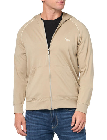 BOSS Men's Mix&Match Zip Up Hoodie Hooded Sweatshirt, Aluminum Taupe, S