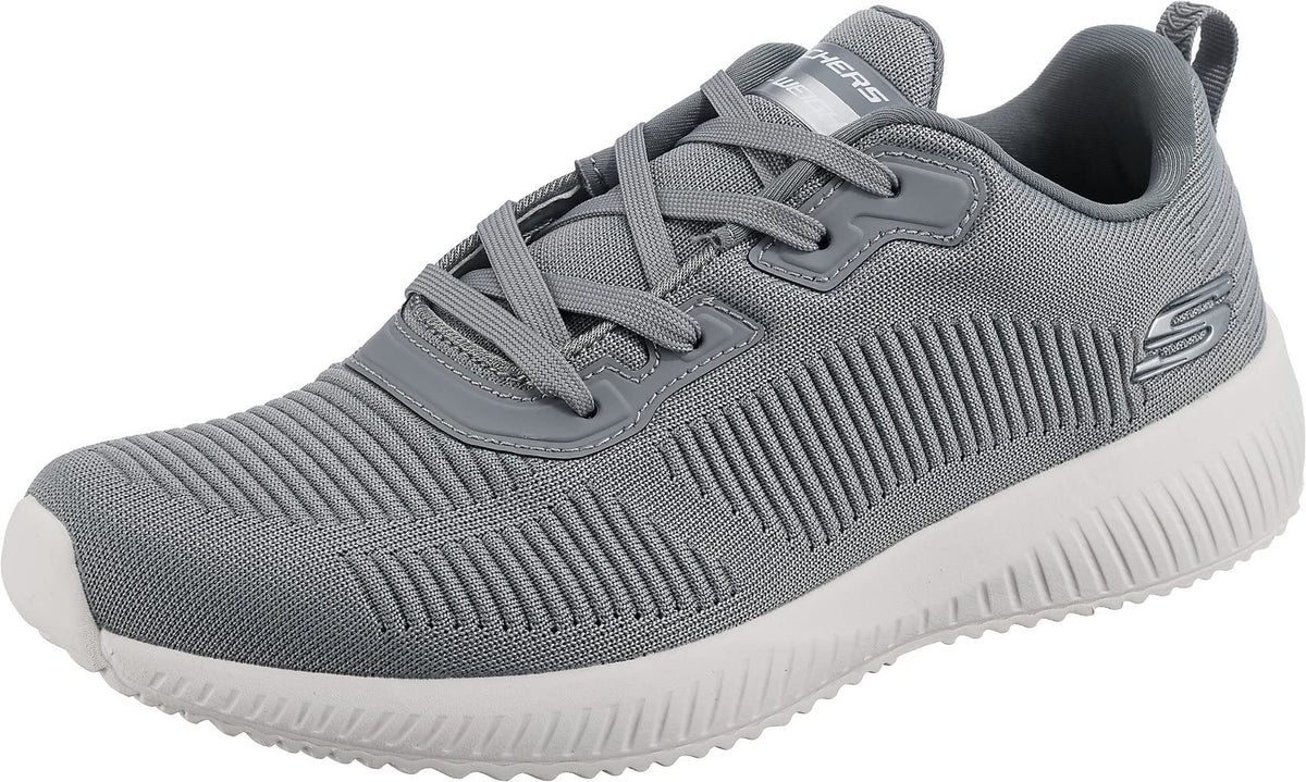 Skechers Men's Squad Sneaker, Gray Mesh Trim, 7