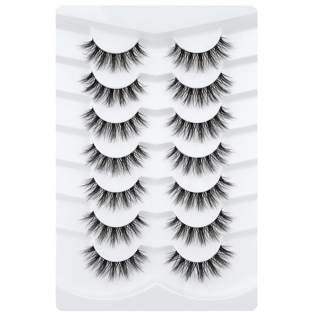 3D Clear Band False EyeLashes Natural Look Cat Eye Wispy Fake lashes Short Supernatural Cross Soft Reusable Lashes 7 Pairs-Happy Heartbeat(No.213)