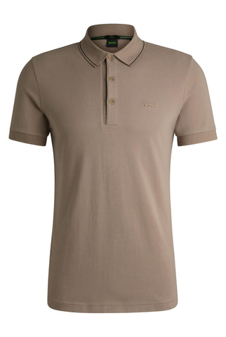 BOSS Mens Paule 4 Cotton-piqué Slim-fit Polo Shirt with Tonal Logo