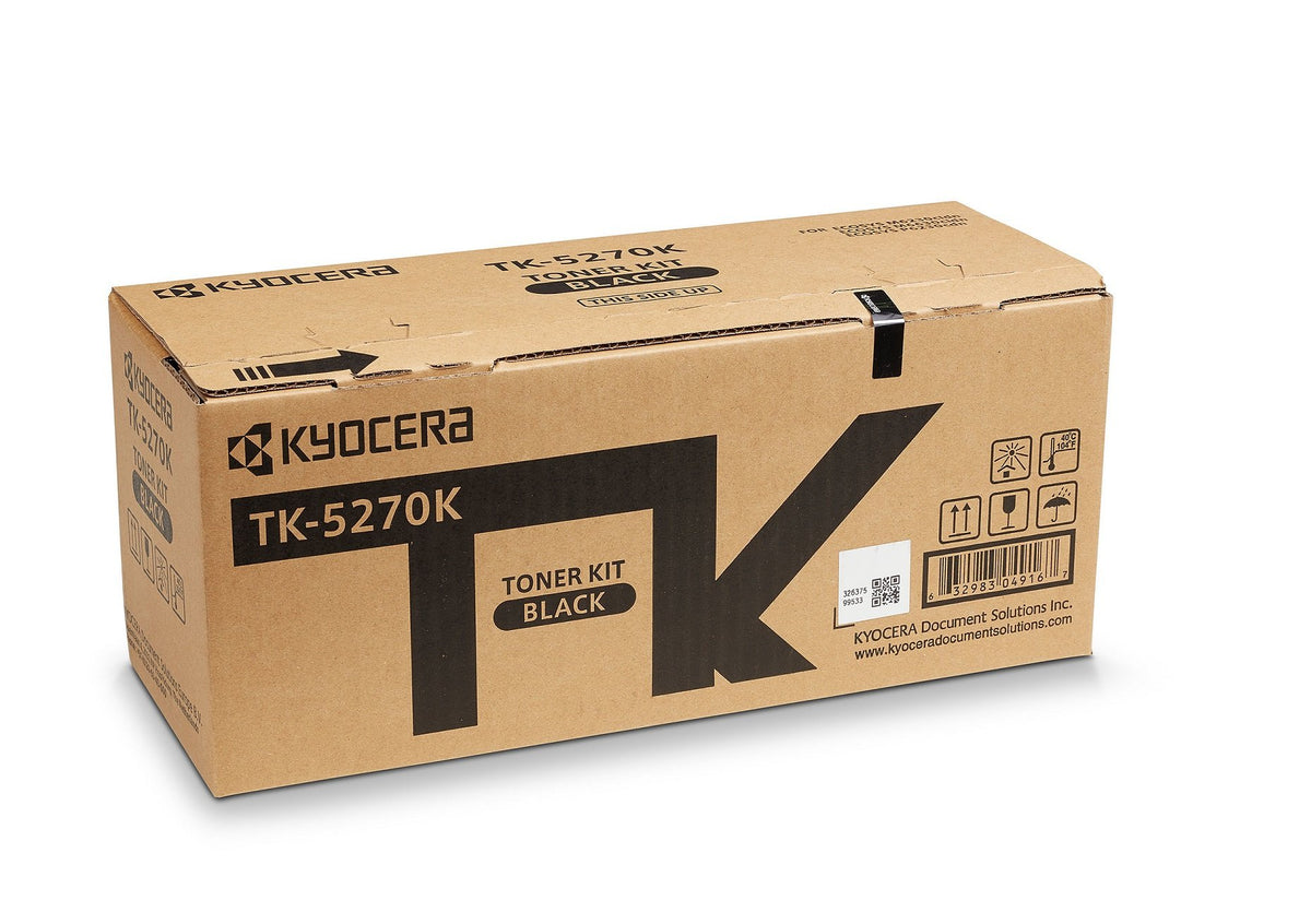 Kyocera TK-5270K Toner Black Original Toner Cartridge KYOTK5270K Toner Printer Compatible with P6230cdn, M6230cidn and M6630cidn. Printer Toner up to 8000 Pages