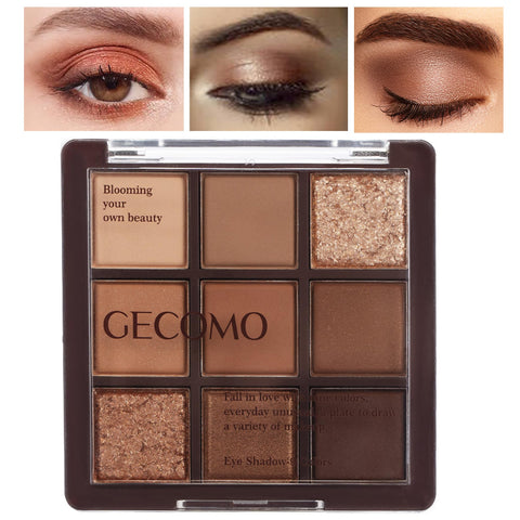 9 Nine Color Chocolate Eyeshadow Palette, Knit Beige Dark Brown Golden Brown Colorful Eyeshadow Palette Makeup, Matte Shimmer Natural Neutral Eyeshadow Palette Naturing Long Lasting Waterproof