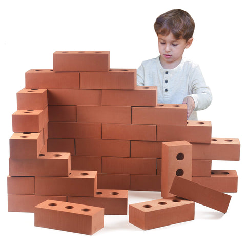 Bricks Building Role Play Toy, Life Size Large Fake Pretend Foam Construction Blocks (25 Pack)