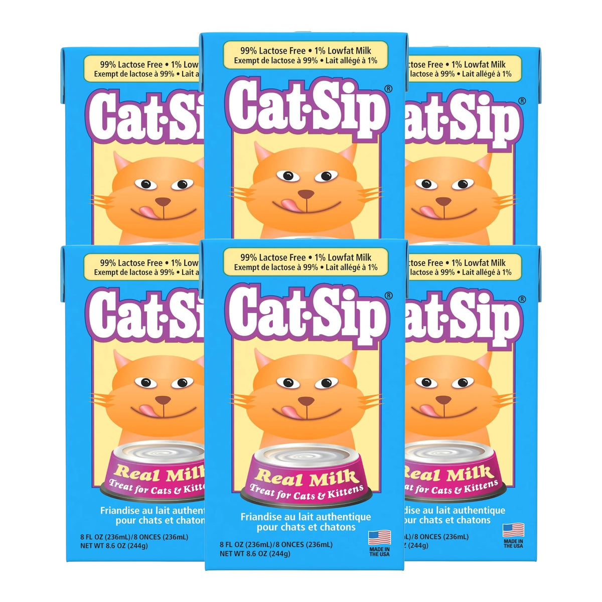 (6 Pack) Cat Sip Real Milk Treat For Cats And Kittens, 8 Ounces Each