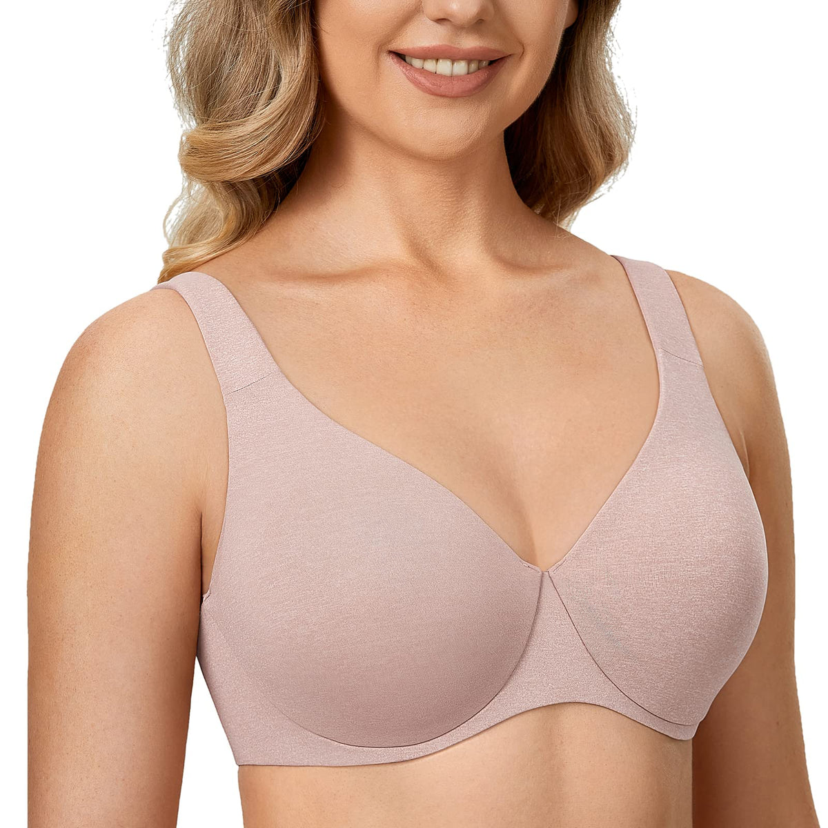 DELIMIRA Women's Plus Size Bras Minimizer Underwire Full Coverage Unlined Seamless Cup Cameo Heather 36F