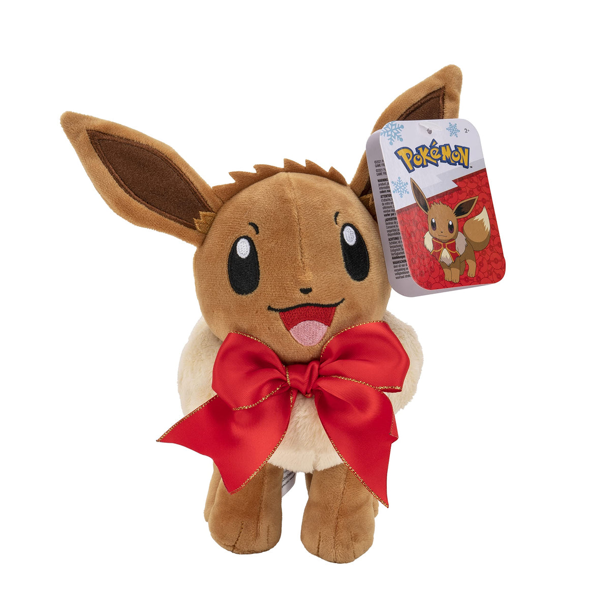 PokÃ¨mon PKW0200 Holiday BOW-8-Inch Eevee Plush with Unique Accessory, Multi