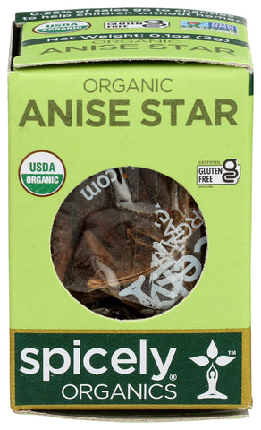 Spicely Organic Anise Star Whole 0.10 Ounce ecoBox Certified Gluten Free
