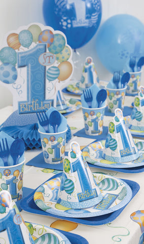 Blue 1st Birthday Dinner Plates, 8ct