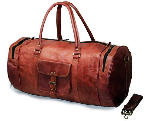Jaald 22" Leather Duffle Bag Travel Carry-on Luggage overnight Gym weekender bag