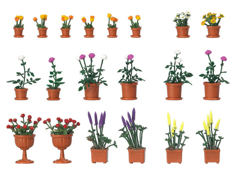 Busch 1209 Flowerpots with Flowers 20/ HO Scenery Scale Model Scenery