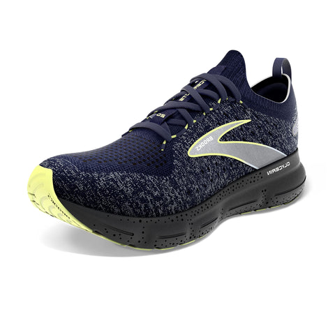 Brooks Menâ€™s Glycerin StealthFit 20 Neutral Running Shoe - Blue/Ebony/Lime - 11 Medium