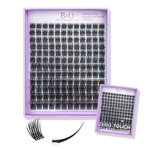 Lash Clusters Natural Flat Cluster Lashes 144 PCS B&Q Eyelash Clusters Zero-Touch 8-16mm Mixed BM01 D Curl Cluster Eyelash Extensions Double Tips Lightweight Reusable Individual Lashes(BM01-D-8-16mm)