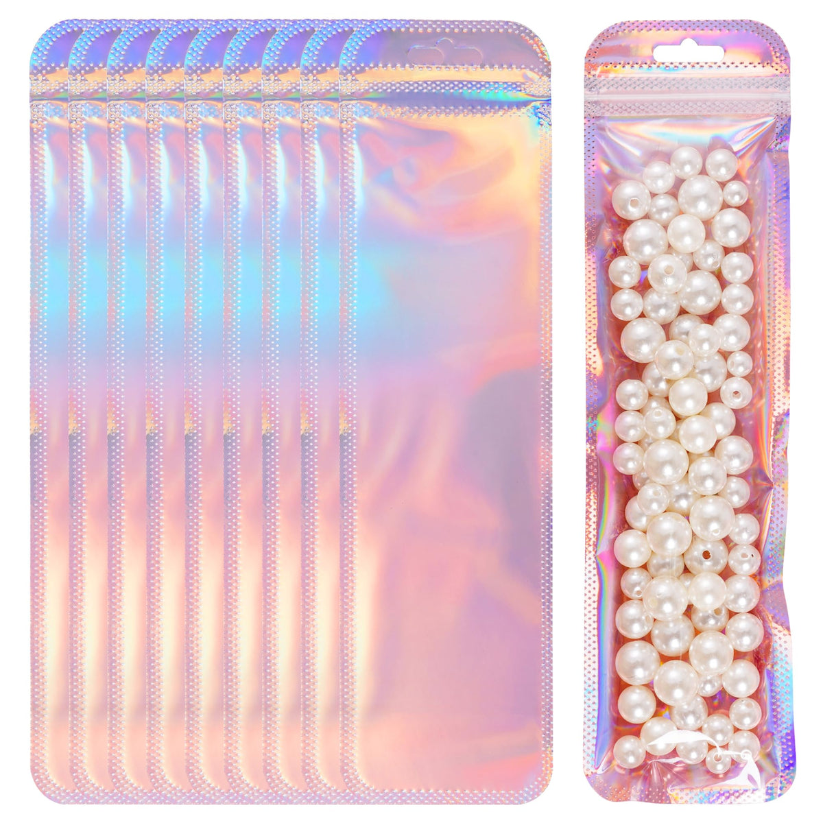 100 Pcs Pen Packaging Bags for Small Business, Resealable Foil Pouch Bag For Pens, Holographic Ziplock Smell Proof Storage Bags for Packaging Lipgloss,Jewelry,Cosmetic,Candy, 2.5x9.4 inch