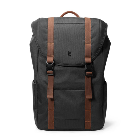 tomtoc Flap Laptop Backpack, Lightweight, Water-Resistant Travel Casual Daypack, Slim Durable Work-pack Rucksack for 13-16 Inch MacBook Laptop, Large Capacity, 22L, Black