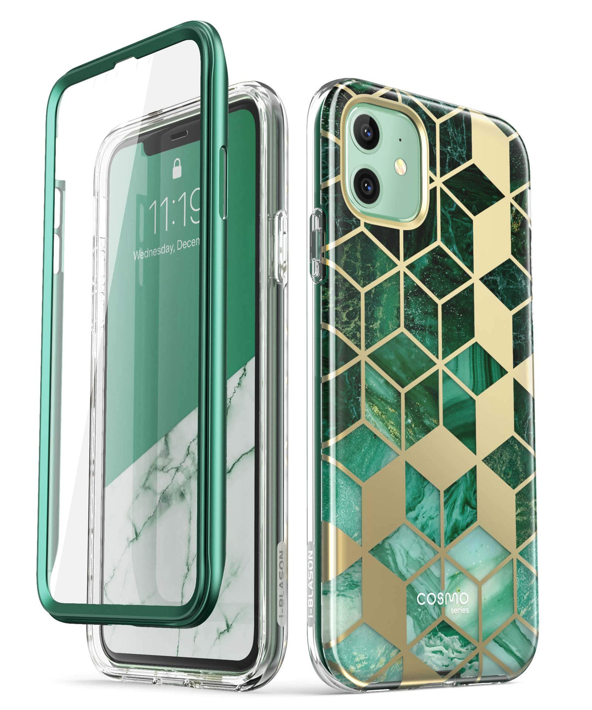 i-Blason Cosmo Series Case for iPhone 11 (2019 Release), Slim Full-Body Stylish Protective Case with Built-in Screen Protector, Prasio, 6.1''