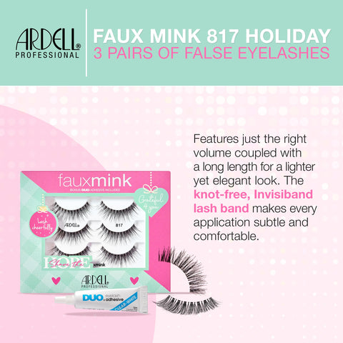 Ardell Faux Mink 817 Strip Lashes Holiday 3-pair Gift Set, 1 pack