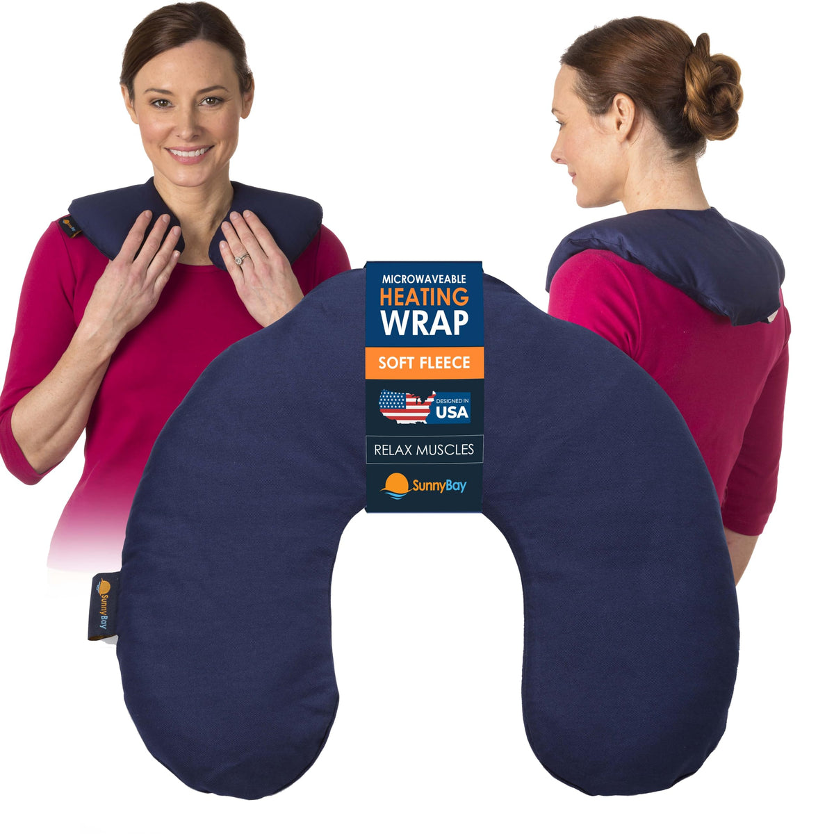 SunnyBay Microwave Heating Pad, Microwavable Cold or Heated Neck Pillow with Shoulder Coverage, 2.5 lb Moist Bean Bag Compress with Washable Cotton Cover,15x15 inches (Unscented Blue)