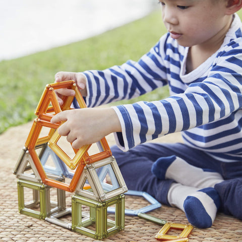 Guidecraft PowerClix Frames Natural - 74 Piece Set: Magnetic Construction Building Kit for Creative Open-Ended Play, STEM Learning & Educational Toys for Children