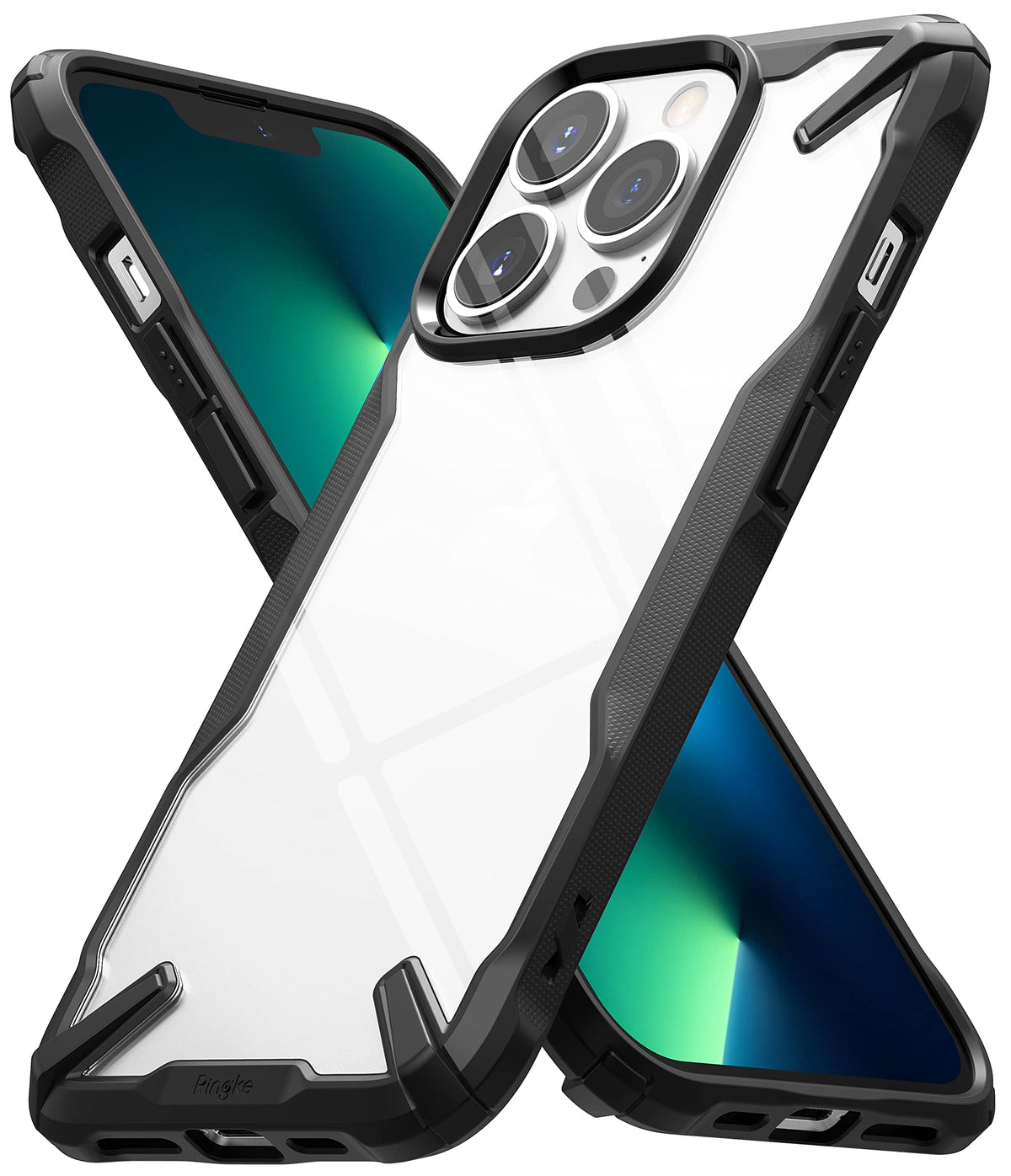 Ringke Fusion-X Compatible with iPhone 13 Pro Case, Clear Hard Back Heavy Duty Shockproof Advanced Protective TPU Bumper Phone Cover - Black
