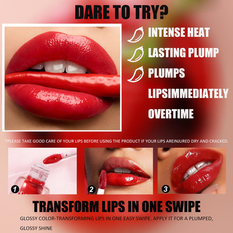 Easilydays Mirror Lip Plumping, Spicy Lip Glaze Lip Tint, Ultra-Hydrating & Nourishing Plump & Pout Lip Plumper, Pearlescent Glossy Finish Fuller Natural Lip Gloss Lipstick for Women Girls (B, 02)