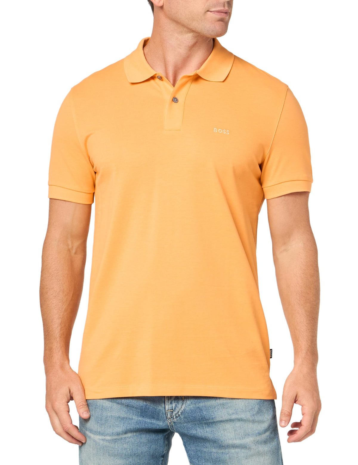 BOSS Pallas Short Sleeve Polo Shirt Mock Orange