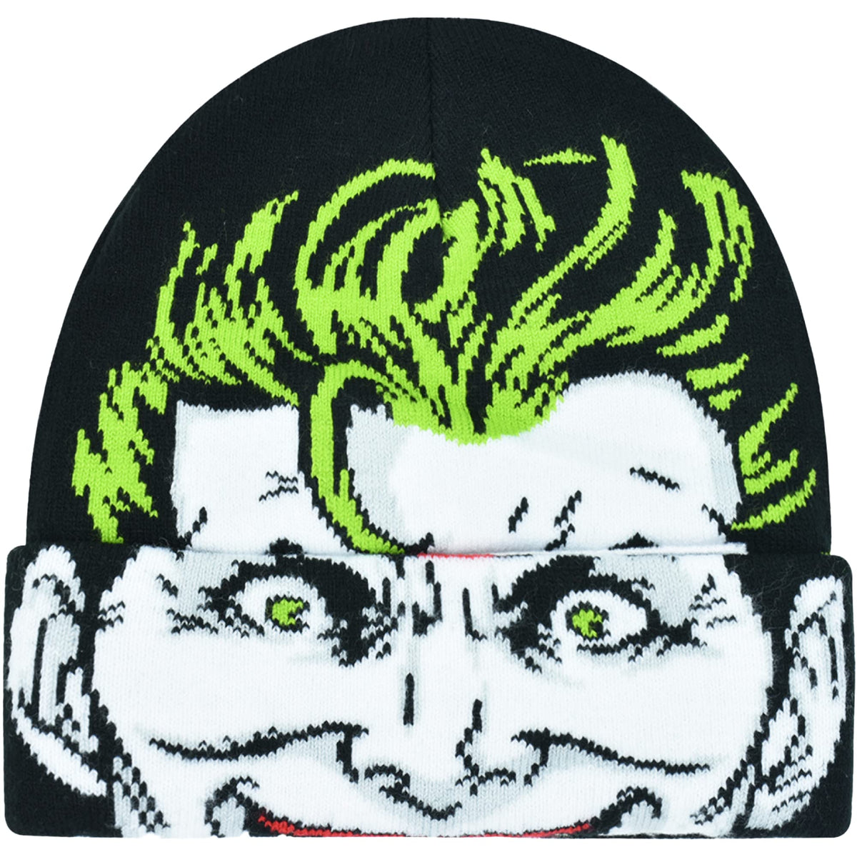 DC Comics The Joker Beanie Hat, Knitted Cuffed Winter Skull Cap, White, One Size