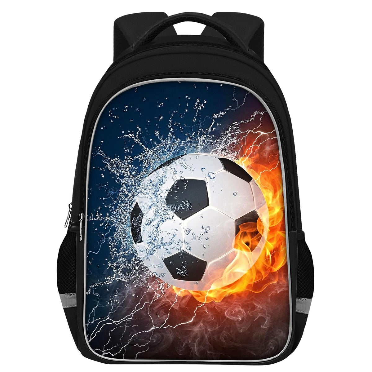 Fitvc School Backpack for Boys - Soccer Boys Backpack for Kids Children Elementary Middle School - 17 Inch Sport Bookbag Travel Back Pack for Ages 6-14