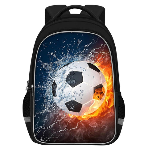 Fitvc School Backpack for Boys - Soccer Boys Backpack for Kids Children Elementary Middle School - 17 Inch Sport Bookbag Travel Back Pack for Ages 6-14