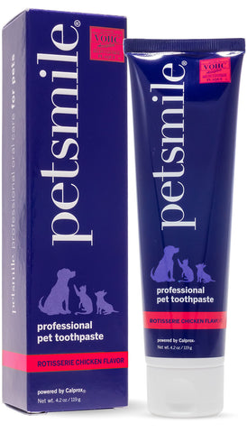 Petsmile Professional Pet Toothpaste - Cat & Dog Teeth Cleaning Supplies - Controls Plaque, Tartar, & Bad Breath - VOHC Accepted Toothpaste - Pet Dental Care Essentials (Rotisserie Chicken, 4.2 Oz)