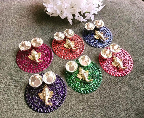 Itiha Set of 6 Multicoloured Ganesha Haldi Kumkum/Return Gift/Diwali gift/Mehendi Gift- 3.5 inches