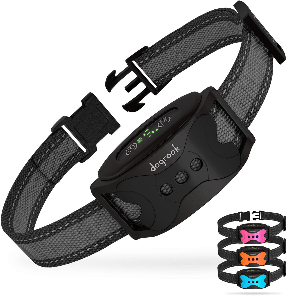 DogRook Dog Bark Collar- Rechargeable Bark Collar- Humane, No Shock Barking Collar- with Vibration & Beep- Bark Collar for Small, Medium & Large Dogs- Anti Barking Collar - No Remote- 11-110 lbs