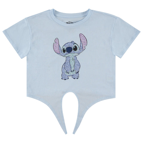 Disney Lilo and Stitch Girls Short Sleeve T-Shirt- Stitch & Angel Girls Tee with Rhinestones Sizes 4-16