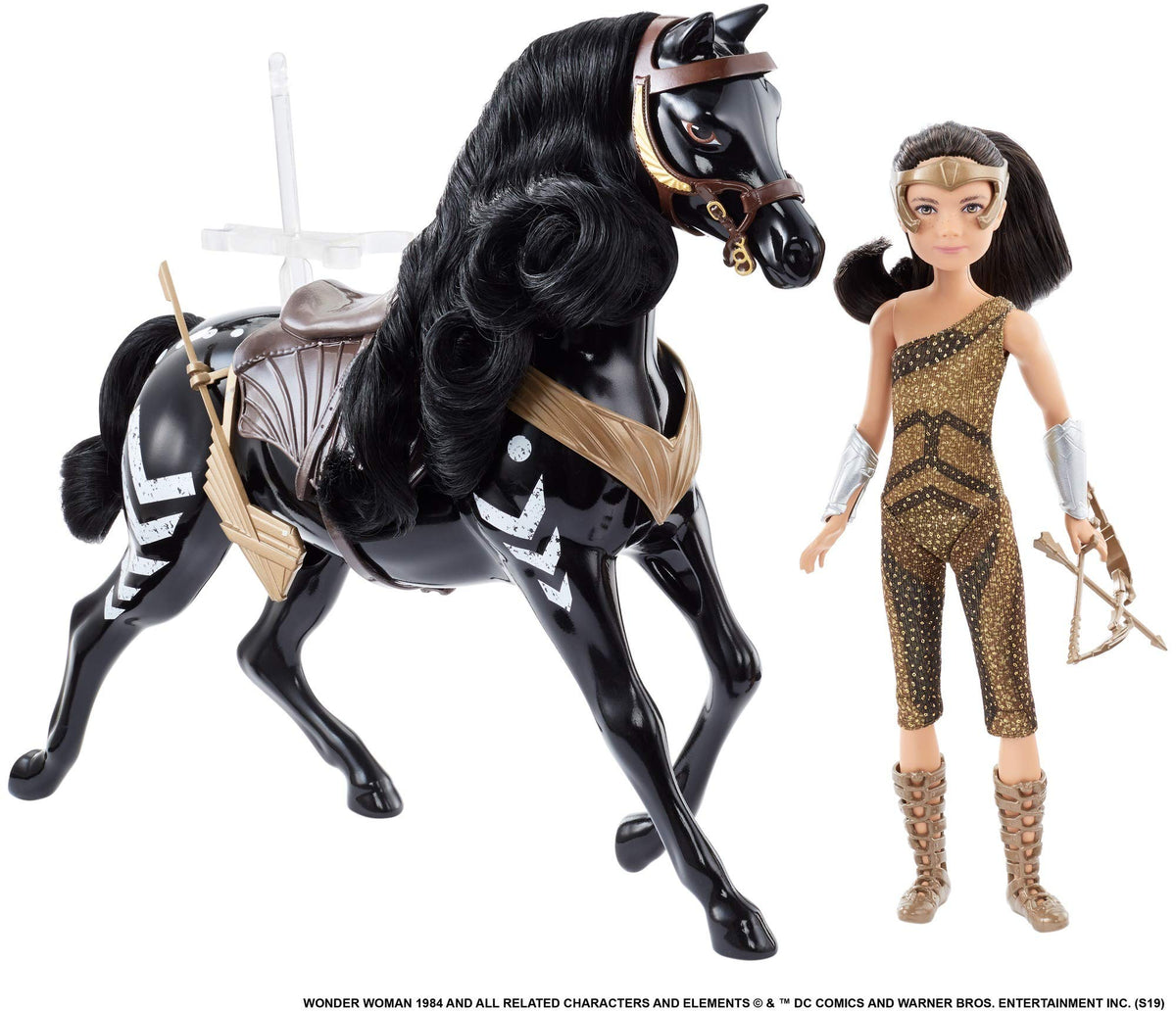 DC Comics Wonder Woman 1984 Young Diana Doll (~ 9-in) with Horse, Wearing Fashion and Accessories, Gift for 6 Year Olds and Up