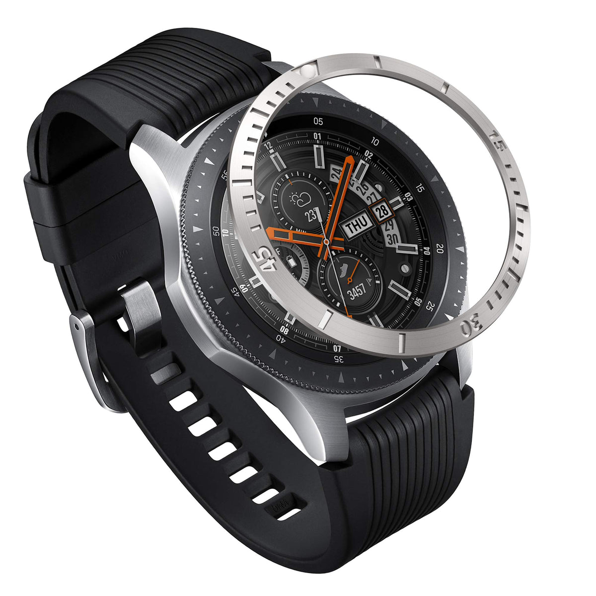Ringke Bezel Styling for Galaxy Watch 46mm / Galaxy Gear S3 Frontier & Classic Bezel Ring Adhesive Cover Anti Scratch Stainless Steel Protection [Stainless] for Galaxy Watch Accessory GW-46-02