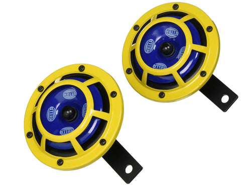 Hella H31000001 114dB 12V Sharptone Panther Dual Horn Kit with Perrin Install Bracket Compatible with 2008-14 Subaru WRX STI (Yellow)