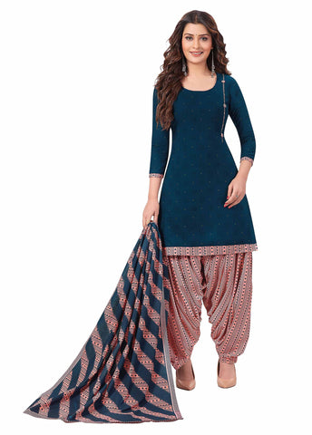 Miraan Women's Cotton Printed Readymade Salwar Suit XX-Large Blue