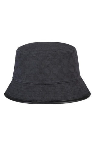Coach Womens Signature Jacquard Bucket Hat, Stone 1941 Saddle
