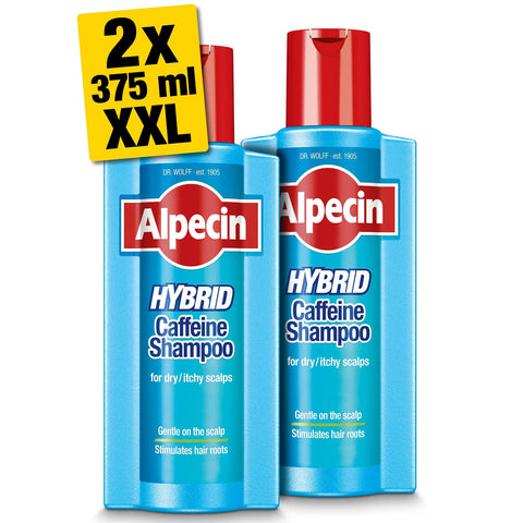 Alpecin Hybrid Shampoo 2x 375ml | Natural Hair Growth Shampoo for Sensitive and Dry Scalps | Energizer for Strong Hair | Hair Care for Men Made in Germany