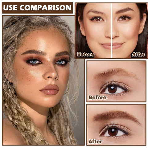 QIUFSSE 3PCS Light Brown Eyebrow Pencil for Women,Lapiz Para Cejas,Magical Precise Waterproof Brow Pen,Easily Create Natural Eyebrow Makeup-Light Brown